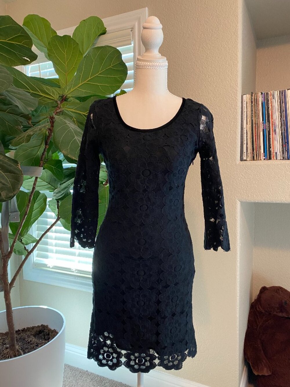 🖤 Vintage Max Studio Floral Lace Cocktail Mini Dress S | Whimsigoth Sexy
